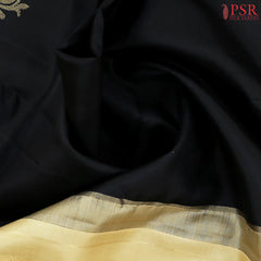 Black Kanchipuram Jacquard Silk Saree