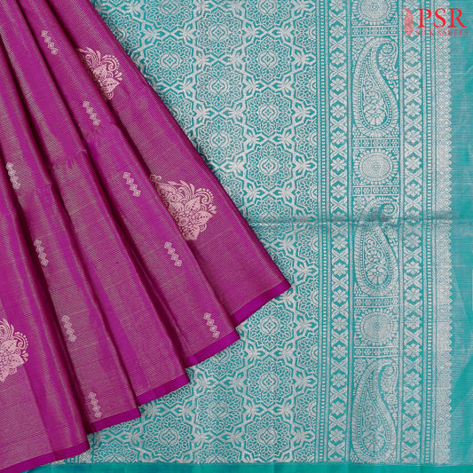 Magenta Purple Tissue Soft Silk Sareee