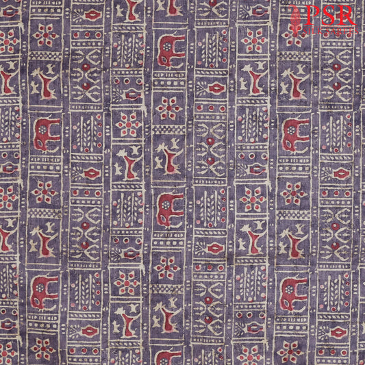 Purple Mauve Semi Tassar Print Running Material