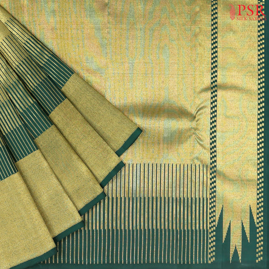 Golden Green Kanchipuram Silk Saree