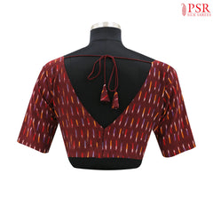 Maroon Ikkat Cotton Readymade Blouse
