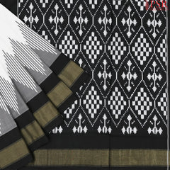 Silk White Pochampally Silk Ikat Saree