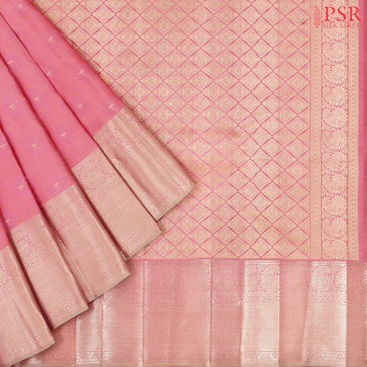 Flamingo Pink Fancy Kanchipuram Silk Saree