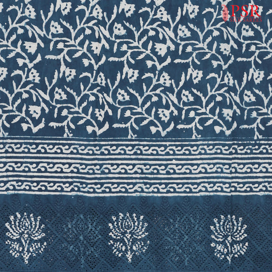 Prussian Blue Hacoba Embroidery Running Material