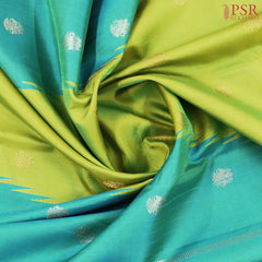 Chartreuse Green & Turquoise Blue Kanchipuram Silk Saree\