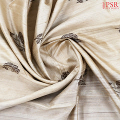 Beige Banaras Jute Silk Saree