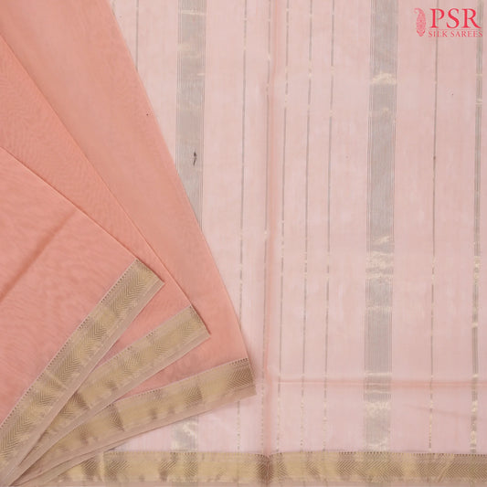Salmon Peach Maheshwari Silk Cotton Saree