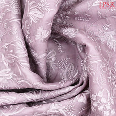 Lilac Purple Organza Embroidery Saree