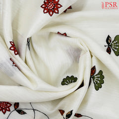 Off White Green Silk Saree