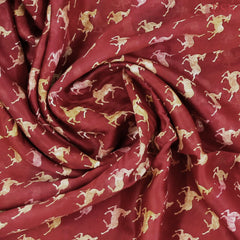 Antique Red Chanderi Silk Cotton Saree