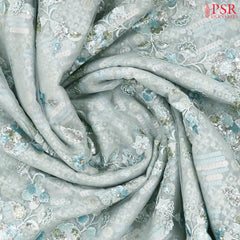 Pastel Blue Organza Laser Embroidery Saree