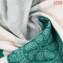 Floral White Linen Saree