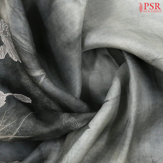 Nevada Grey Organza Embroidery Saree