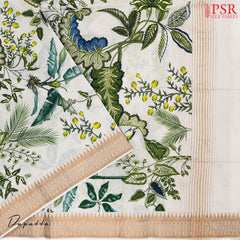 Milky Pail & Green Pure Cotton Dress Material