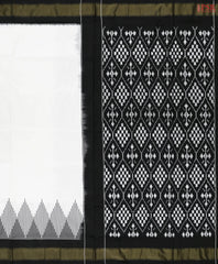 Silk White Pochampally Silk Ikat Saree