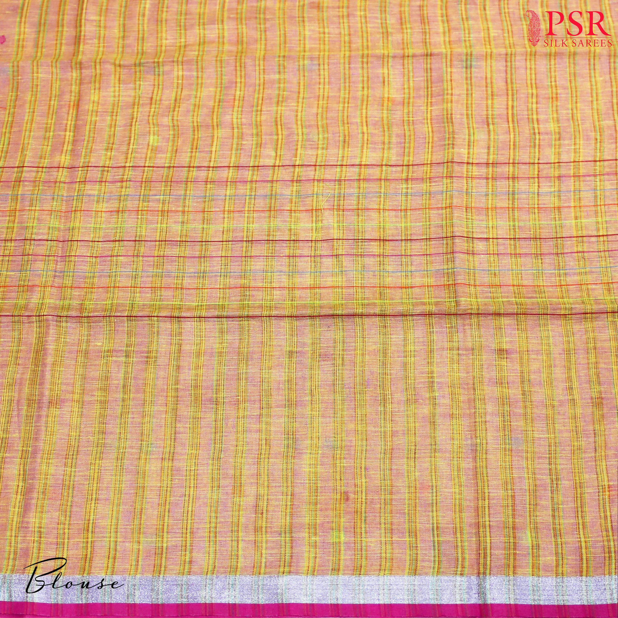 Yellow Orange Cotton Linen Saree