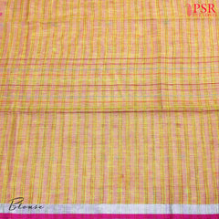 Yellow Orange Cotton Linen Saree