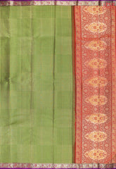 Green & Tan Kanchipuram Jacquard Silk Saree
