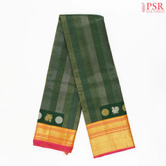 Dark Green Kanchipuram Jacquard Silk Saree