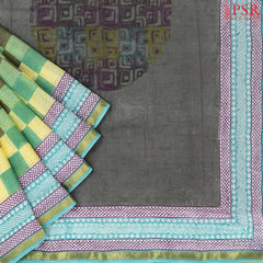 Yellow & Green Mul Printed Cotton Saree