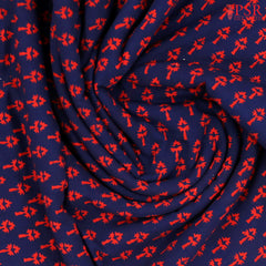 Navy Blue Cotton Print Running Material
