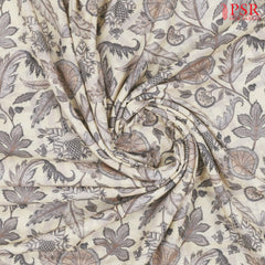 Beige Linen Print Running Material