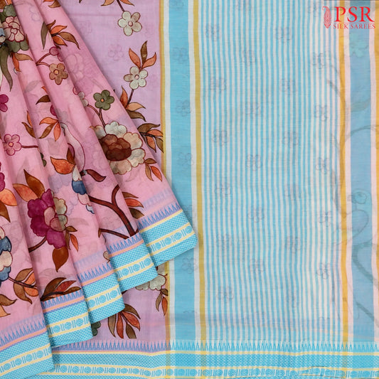 Light Pink Printed Cotton Saree\