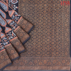 Black Jaipur Cotton Printed Saree