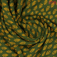 Bottle Green Cotton Print Running Material