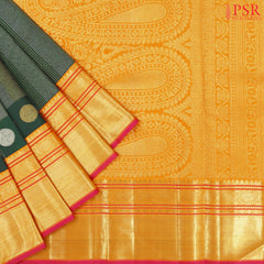 Dark Green Kanchipuram Jacquard Silk Saree