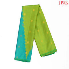 Chartreuse Green & Turquoise Blue Kanchipuram Silk Saree\