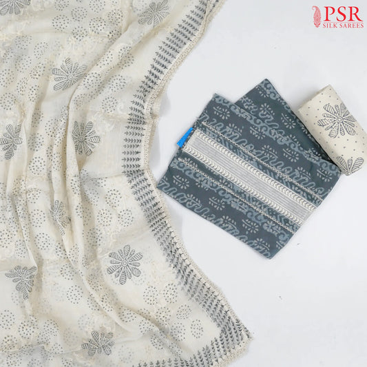 Steel Grey Cotton Dress Material