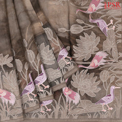 Mayan Brown Organza Embroidery Saree