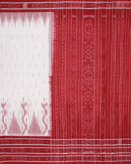 Pearl White Ikkat Cotton Saree