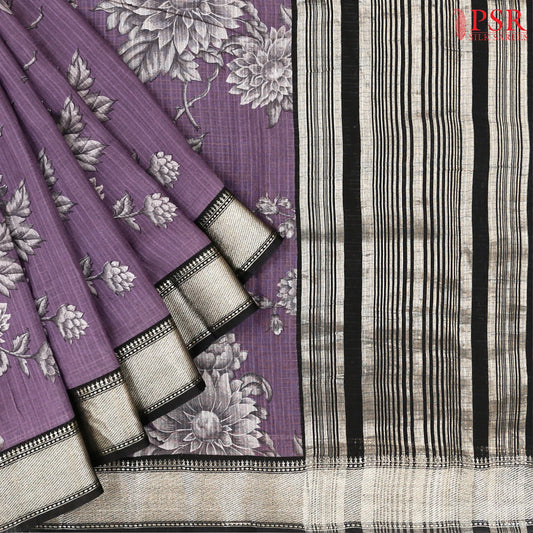 Dark African Violet Assam Saree