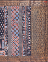 Black Jaipur Cotton Printed Saree