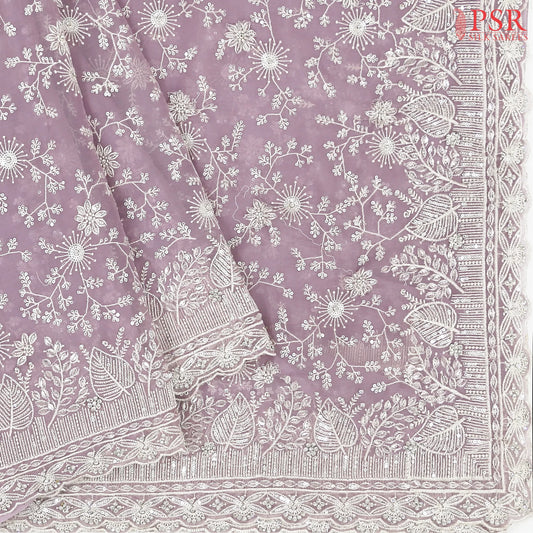 Lilac Dream Organza Laser Embroidery Saree