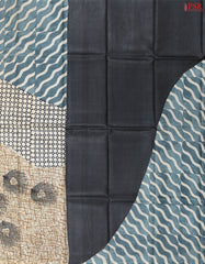 Beige & Grey Blue Tussar Silk Saree