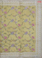 Flax Yellow Organza Embroidery Saree
