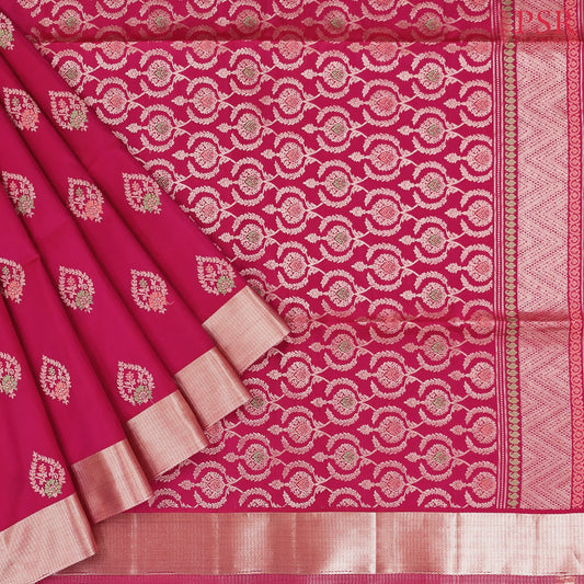 Dark Magenta Pink Soft Silk Saree