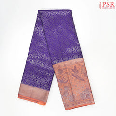 Iris Blue Kanchipuram Jacquard Silk Saree