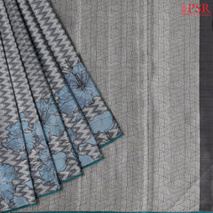 Dark Grey Kanchipuram Tissue Silk Saree