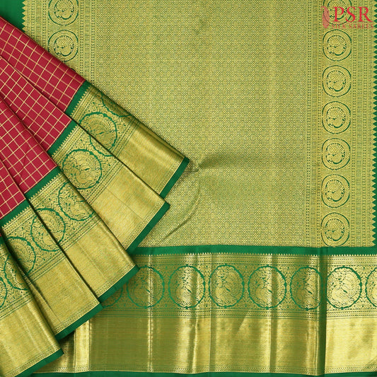 Crimson Red Kanchipuram Silk Saree
