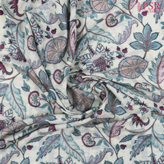 Pastel Green Linen Print Running Material