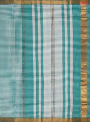 Green & White Mangalagiri Cotton Saree