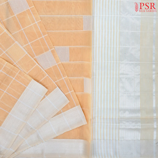Light Peach Maheshwari Silk Cotton Saree