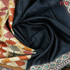 Old Beige & Bottle Green Kadhi Tussar Silk Saree