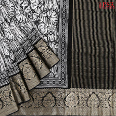 Black & White Modal Silk Saree