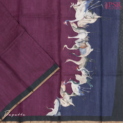 Dark Blue Tussar Silk Dress Material