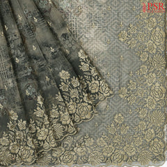 Moss Green Organza Embroidery Saree